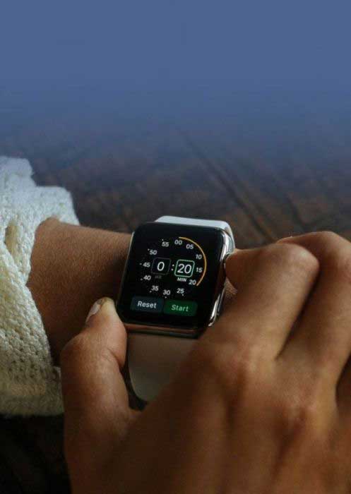 Person checking a smartwatch